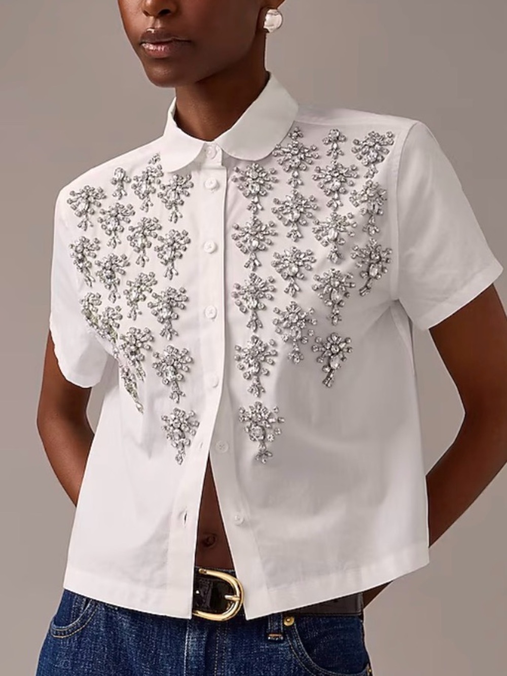 J. Crew NWT Collection cropped button-up shirt with embellishments, 6